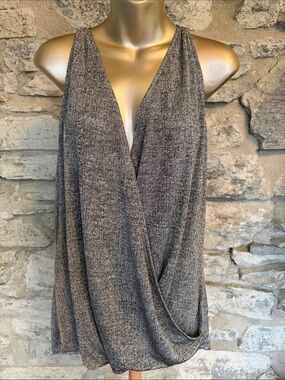 Silvery Gray Draped Surplice Top